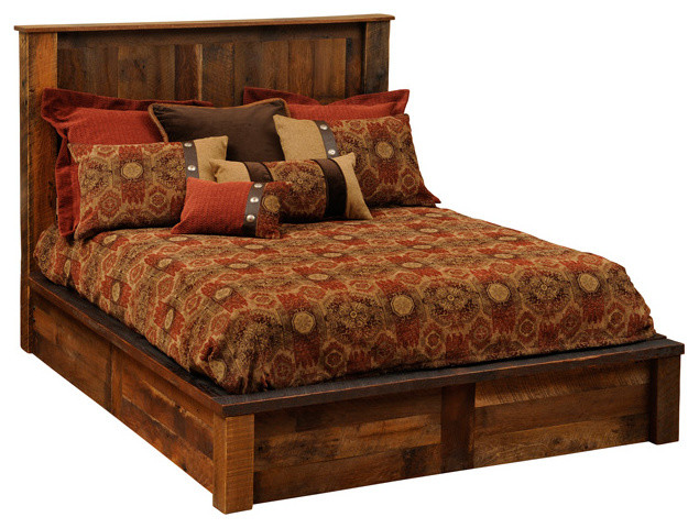 Barnwood Platform Bed  Reclaimed Wood, Full Size
