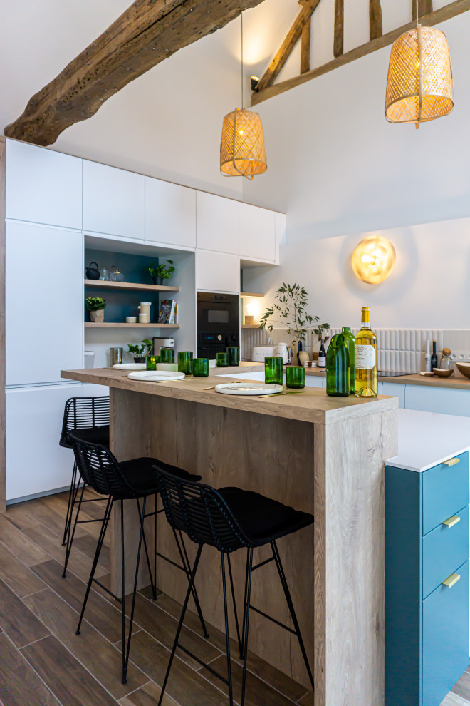 Rénovation d’une longère dans les Yvelines  Cuisine conviviale et lumineuse
