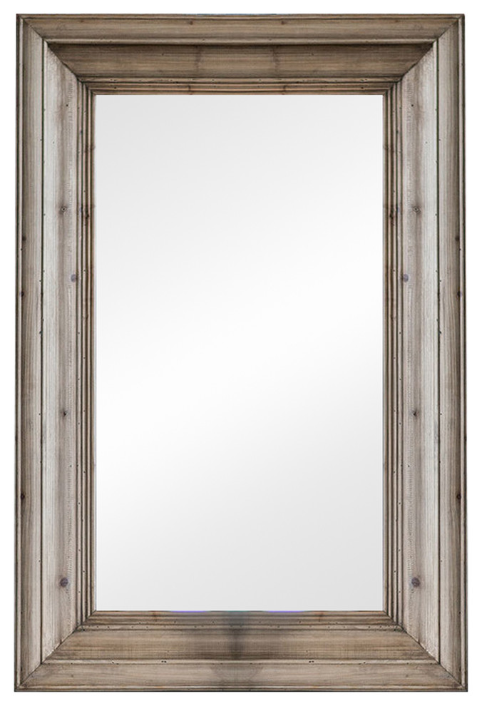 Large Rectangular Waxed Pine Mirror