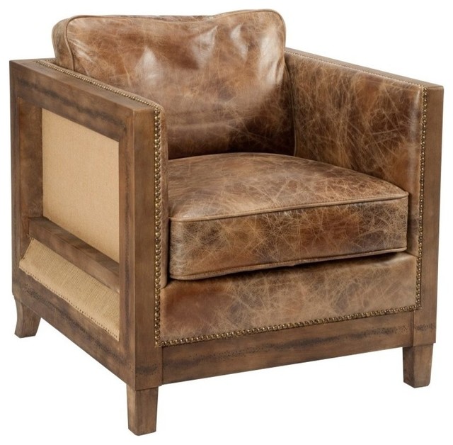 Moe S Darlington Leather Club Chair In Light Brown Transitional Armchairs And Accent Chairs By Buildcom