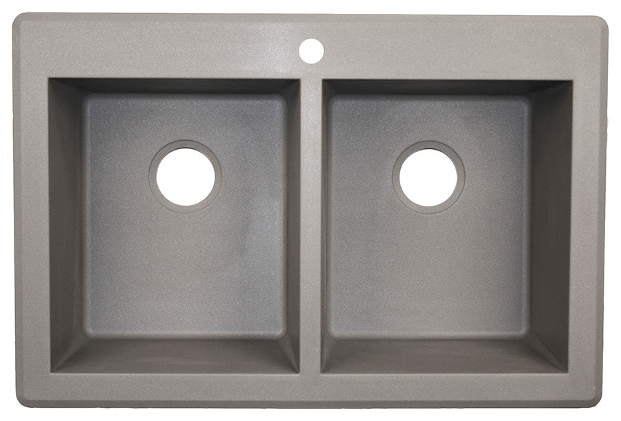 Swan Granite Double Bowl Dual Mount Kitchen Sink 33"x22" Contemporary