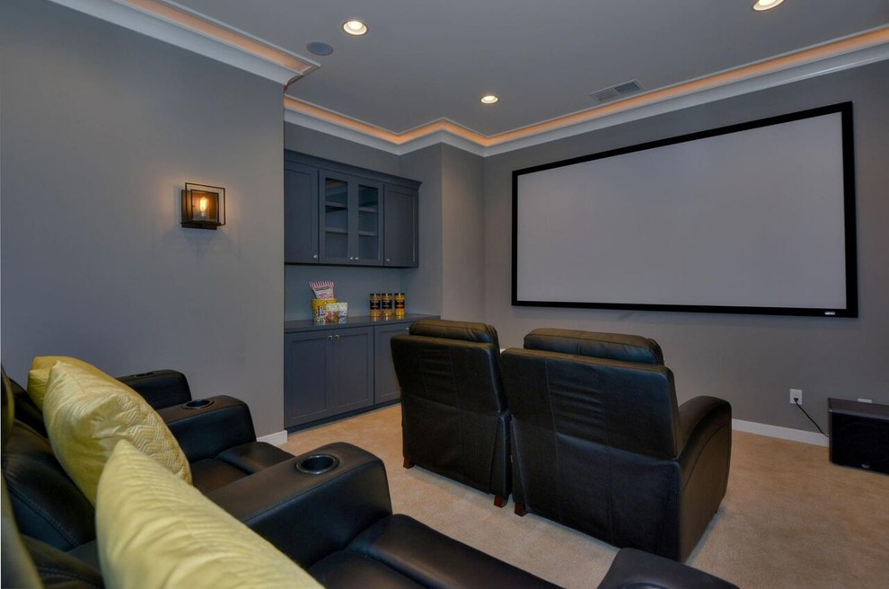 Inspiration for a transitional home theatre in San Francisco.