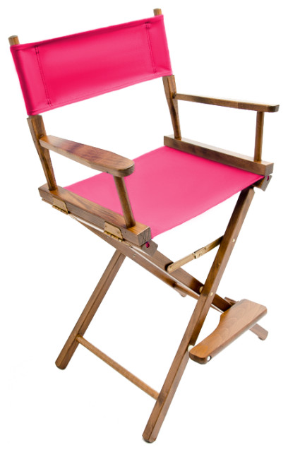 Gold Medal 24" Walnut Contemporary Director's Chair, Pink Lipstick