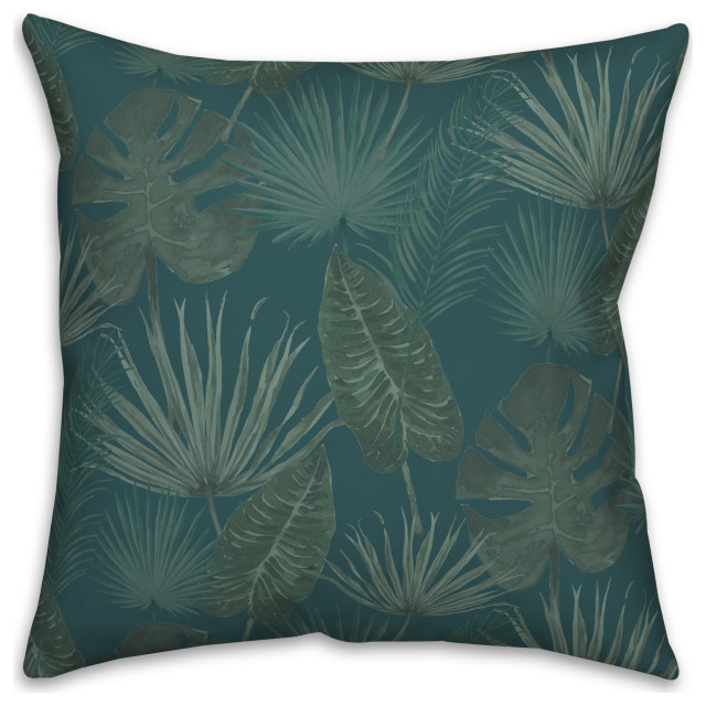 Tropical Palm Blue 18x18 Spun Poly Pillow
