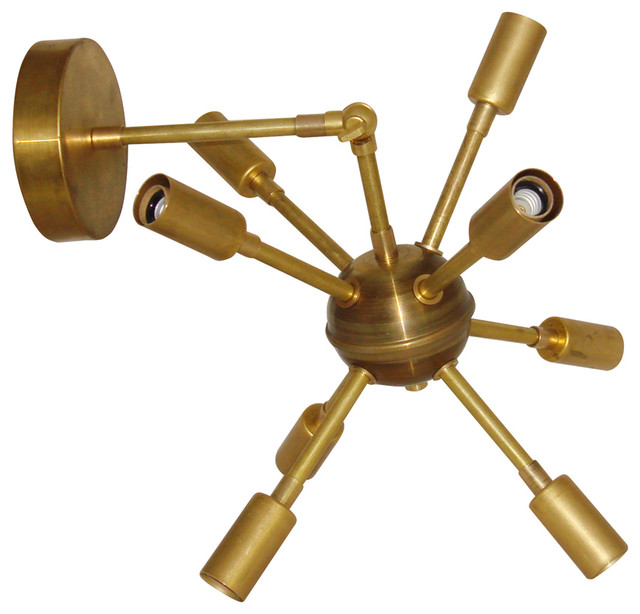 Raw Brass Mid-Century Modern Sputnik Starburst ...