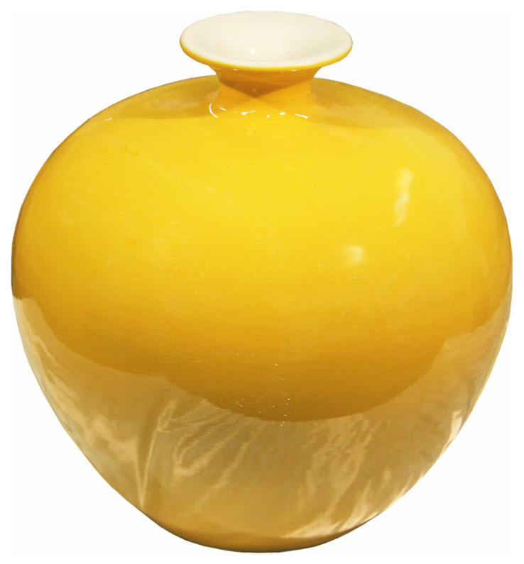 Yellow Porcelain Pomegranate Vase Contemporary Vases by Tao