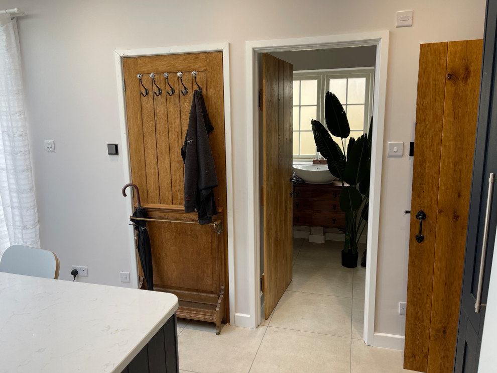 Custom Oak Doors with Umbrella Stand
