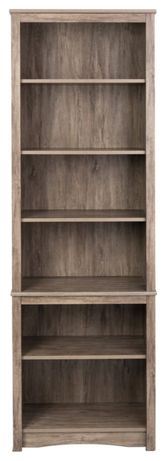 Prepac Home Office Drifted Gray Engineered Wood 6-Shelf Bookcase