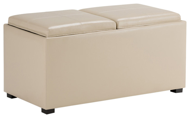 Simpli Home Avalon Faux Leather 3 Piece Storage Ottoman In Cream Transitional Footstools And Ottomans By Homesquare - Cream Faux Leather Storage Ottoman Simpli Home Avalon Faux Leather 3 Piece Storage Ottoman In Cream Transitional Footstools And Ottomans By Homesquare - Cream Faux Leather Storage Ottoman