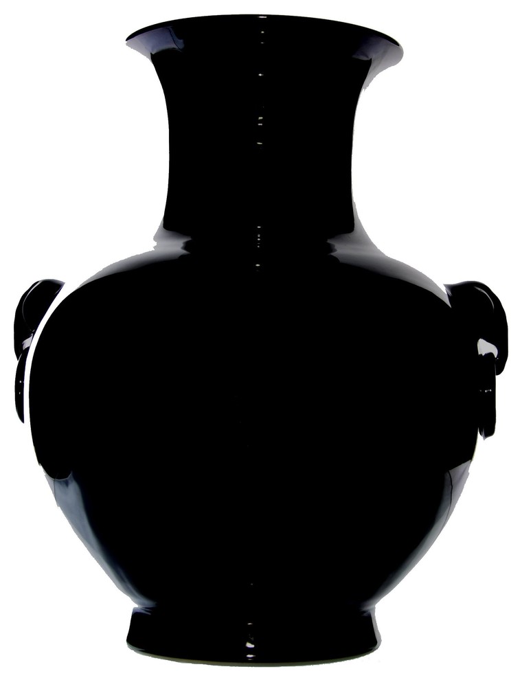 Elephant Handle Vase, Black