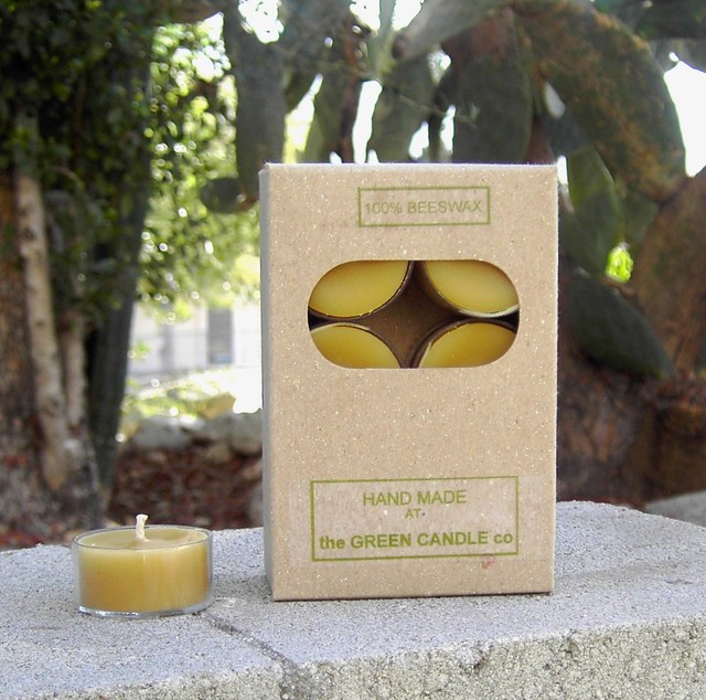Pure Beeswax Tea Light Candles by The Green Candle Co., Set of 24