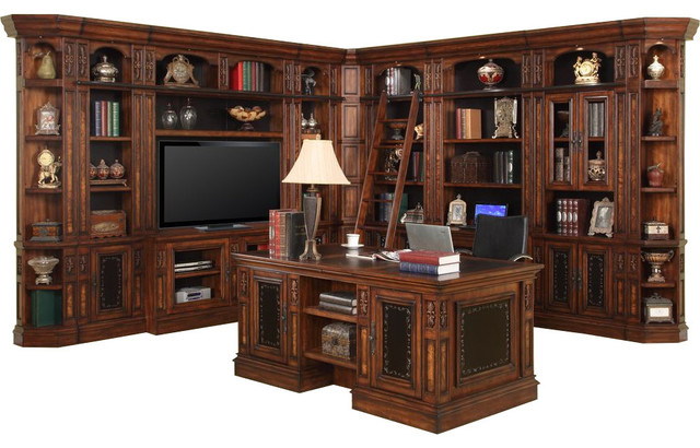 Parker House Leonardo 13-Piece Entertainment Library Wall With Ladder