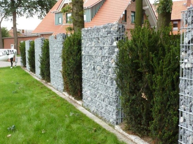 Geschwungene Gabionen, Steinzaun Modern Sonstige von Frank Becker