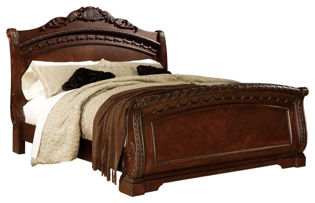 Ashley North Shore Queen Sleigh Bed Dark Brown