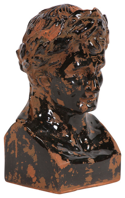 Rustic Ceramic Glazed Ancient Roman Male Bust