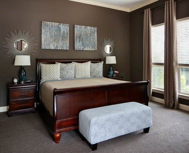 Blue & Dark Brown Bedroom - Transitional - Bedroom - New Orleans - by