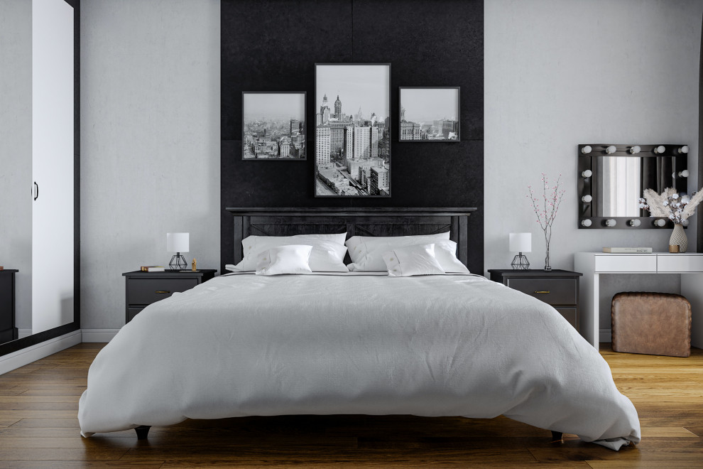 Спальня в чёрно-белых тонах
