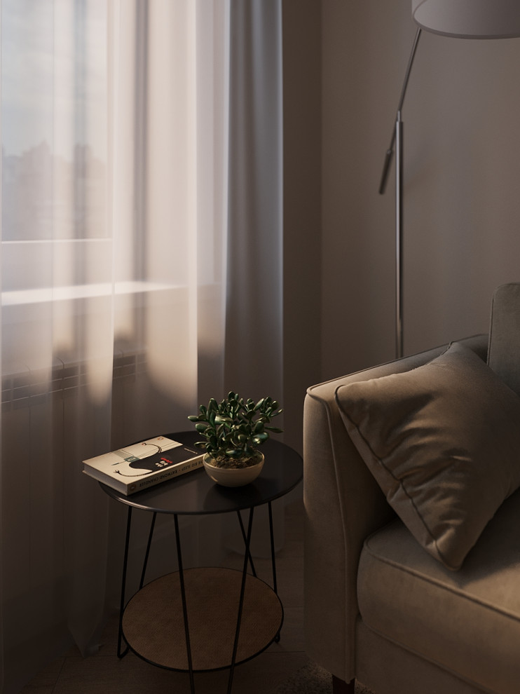 Кухня-гостиная в натуральных тонах