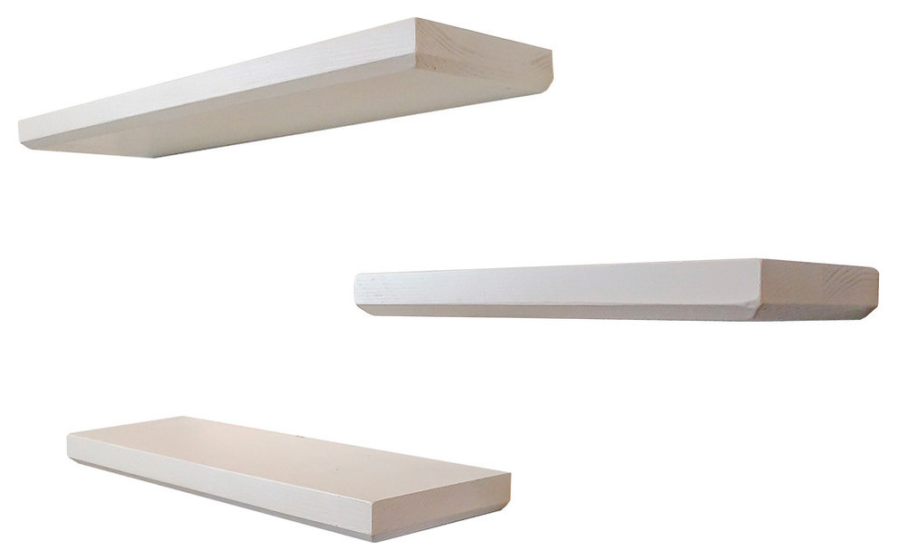 Dublin Modern Wood Floating Shelf In White Set Of 3