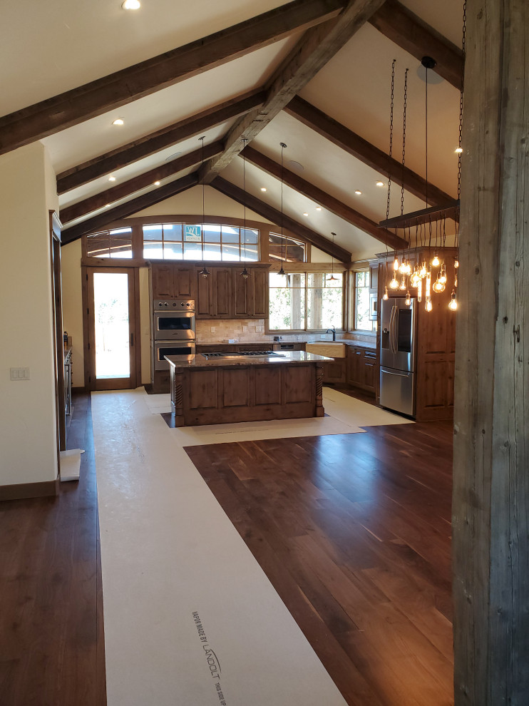 Example of a mountain style kitchen design in Denver