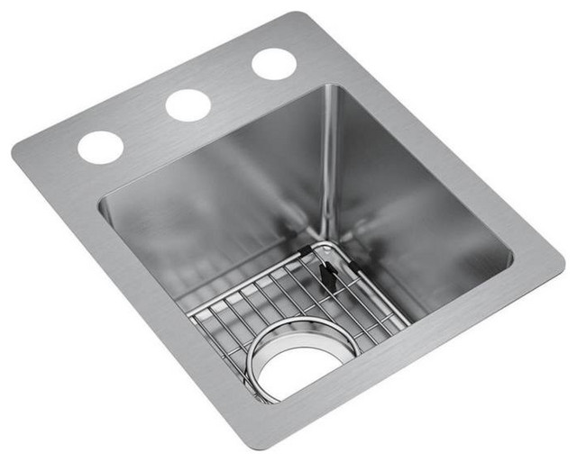 Elkay 13" Bowl Dual Mount 18 Gauge Bar/Prep Kitchen Sink, ECTSR13169TBG3 Contemporary Bar