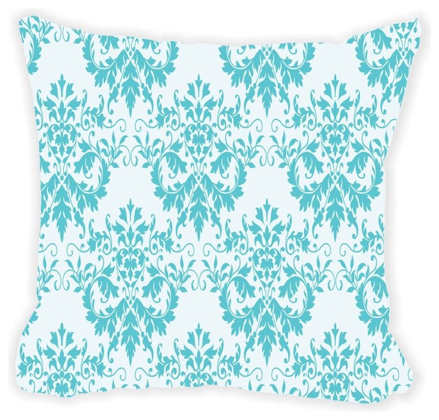Shabby Chic Blue Damask Microfiber Throw Pillow - Contemporary - Decorative Pillows - by Rikki ...