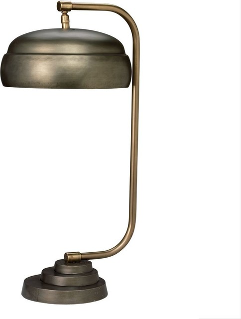 Retro Industrial Arm Desk Tall Table Lamp Metal Shade Curved Silver Brass