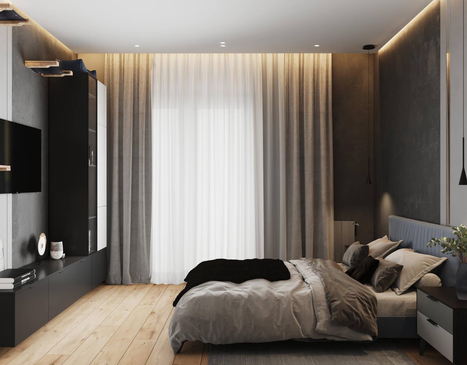 Современный стиль с синими акцентами в дизайне интерьера квартиры в ЖК "Цивилиза