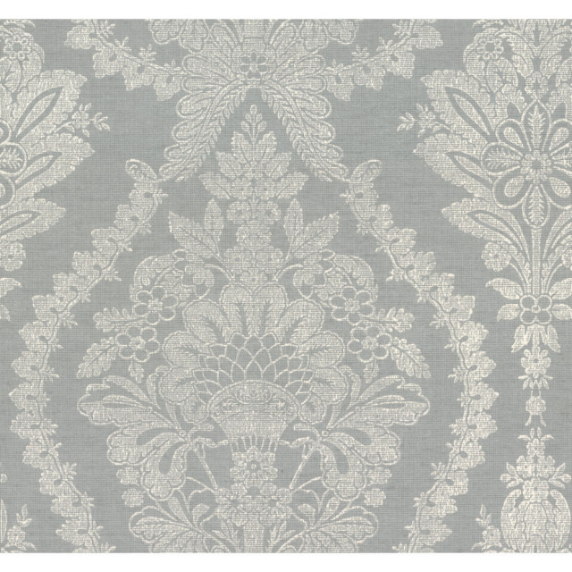 Silver and Gray Heritage Damask Wallpaper Traditional Wallpaper by Wallpaper Warehouse Houzz