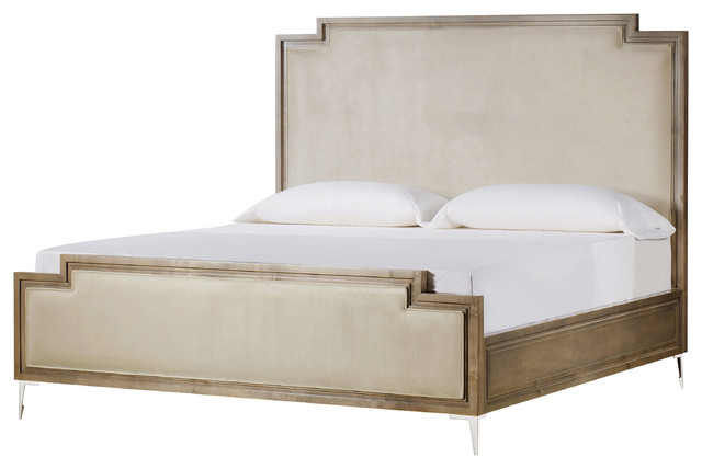Maison 55 Chloe Modern Classic Beige Upholstered Wood Frame Bed King