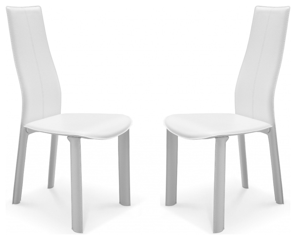 Set of 4 Modern Dining White Faux Leather Dining Chairs Contemporary