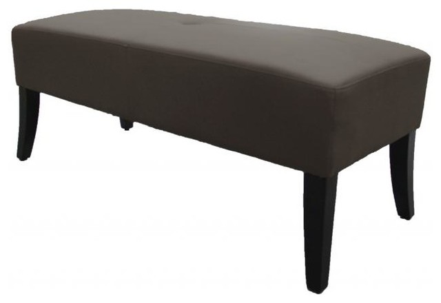 Smokey Gray Bonded Leather Upholstered Bench