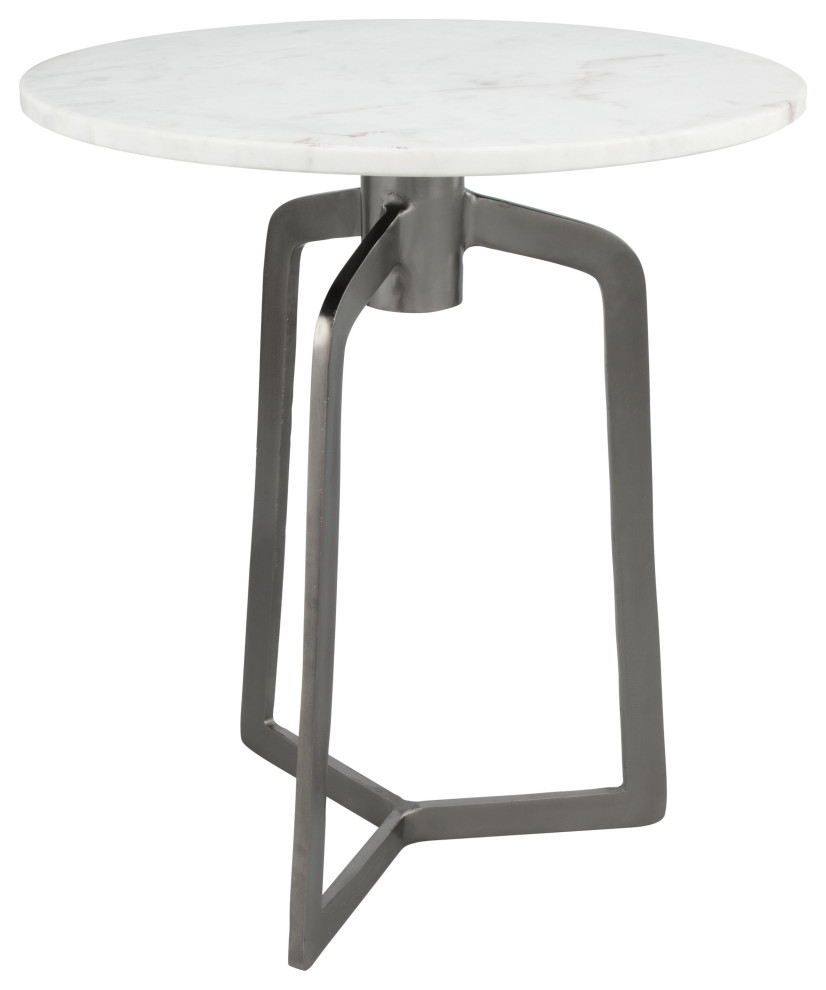 Rand Marble Side Table, White & Black Transitional Side Tables And