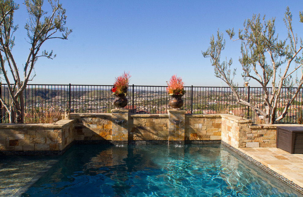 Mediterranean rectangular pool in Orange County.