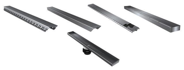 Linear Shower Drain Grate Top, Lower Channel and Installation Kit