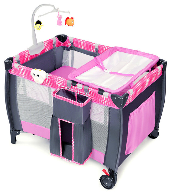 costway foldable baby crib
