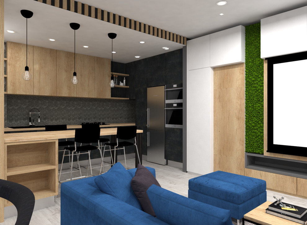 Кухня-гостиная в смешанном стиле