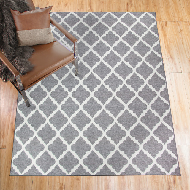 My Magic Carpet Moroccan Trellis Gray Rug, 5'x7'