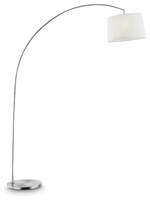 84 5 Tall Metal Arch Floor Lamp Oma With Silver Finish White Fabric Shade