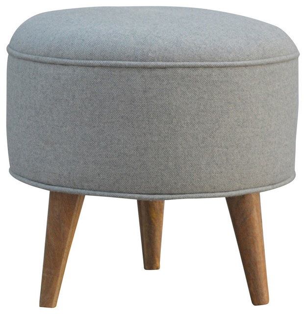 Round Footstool, Oak Finish Mango Wood