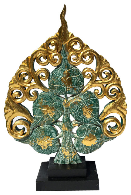 Asian Centerpiece Home Accent Decor Carved Wood Tree Statue Asian Centerpiece Home Accent Decor Carved Wood Tree Statue Green