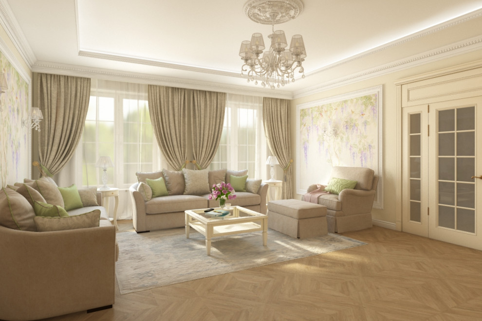 Гостиная в индивидуальном жилом доме пос. Нивенское