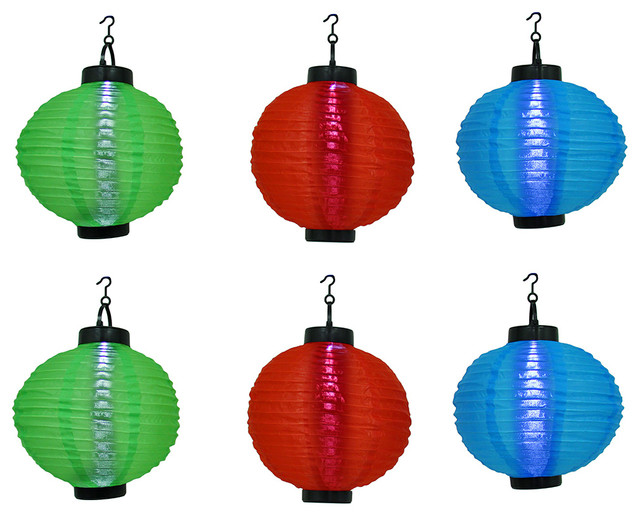 6 Pc Red Green Blue Solar Ed Led Hanging Lantern Light Set 6 Pc Red Green Blue Solar Ed Led Hanging Lantern Light Set Asian Outdoor Rope And String Lights By Zeckos