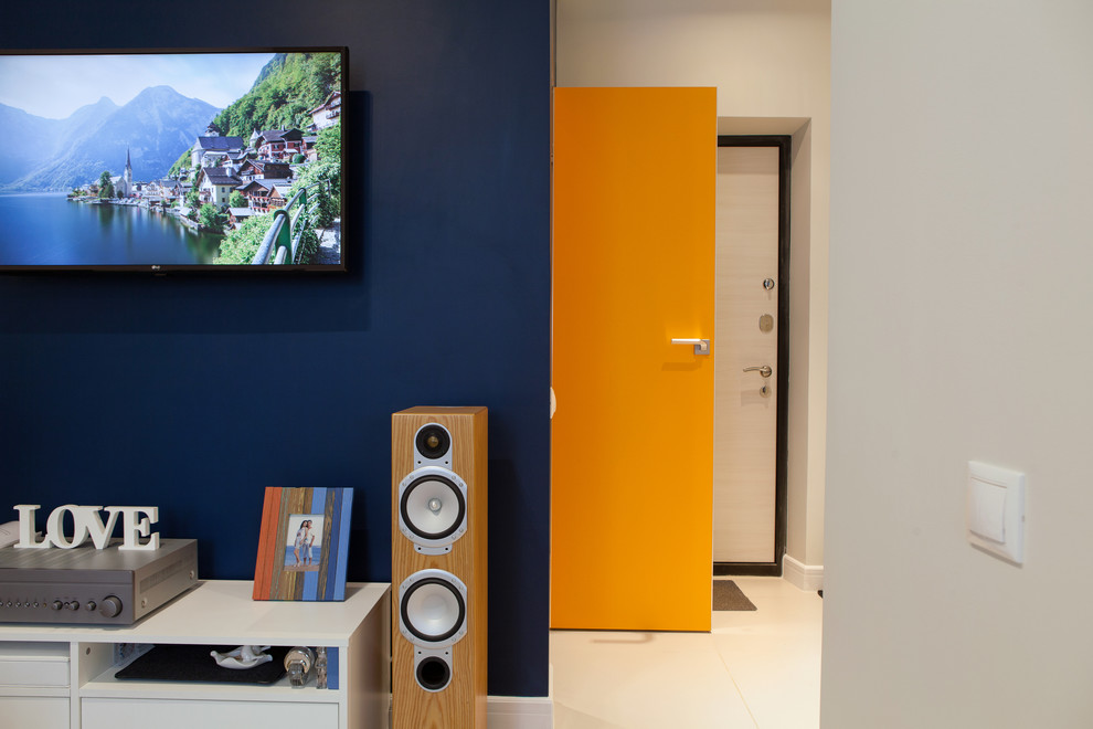 Дизайн квартиры студии 30 квм в Туле. Вид на зону ТВ