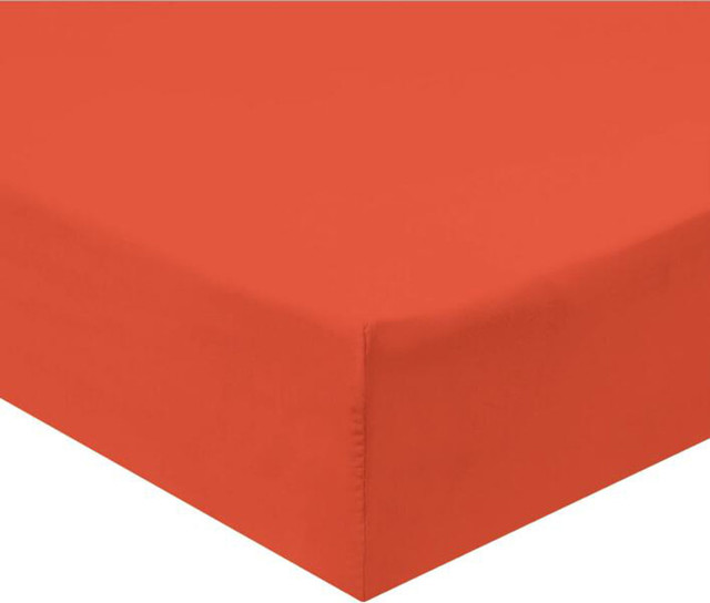 TwinXL Size Fitted Sheets 100% Cotton 600 Thread Count Solid (Coral)