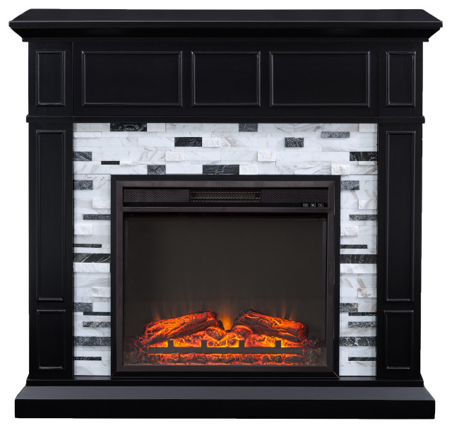 Wrenley Marble Base Electric Fireplace Transitional Indoor