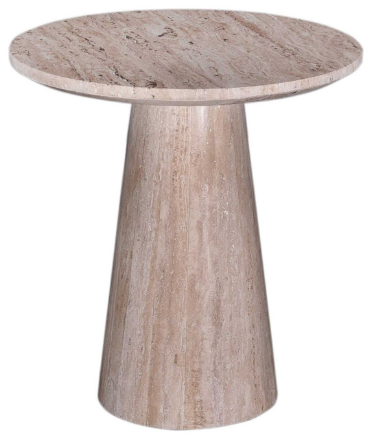 Velma Modern Travertine Marble End Table Transitional Side Tables