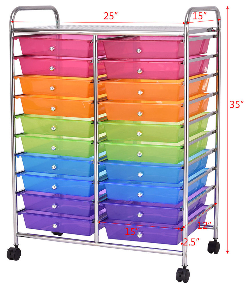 Costway 20 Drawer Rolling Storage Cart Scrapbook Paper Office