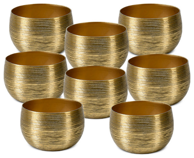 Serene Spaces Living Gold Aluminum Bowl, Candle Holder, Set of 12