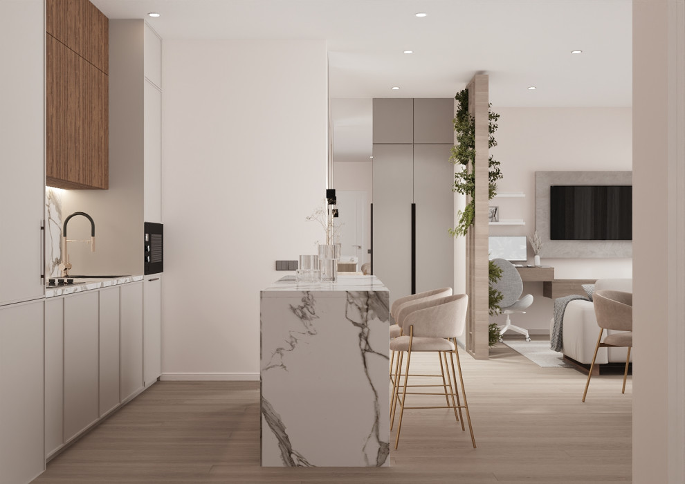 Кухня гостинная в ЖК"Южные кварталы"